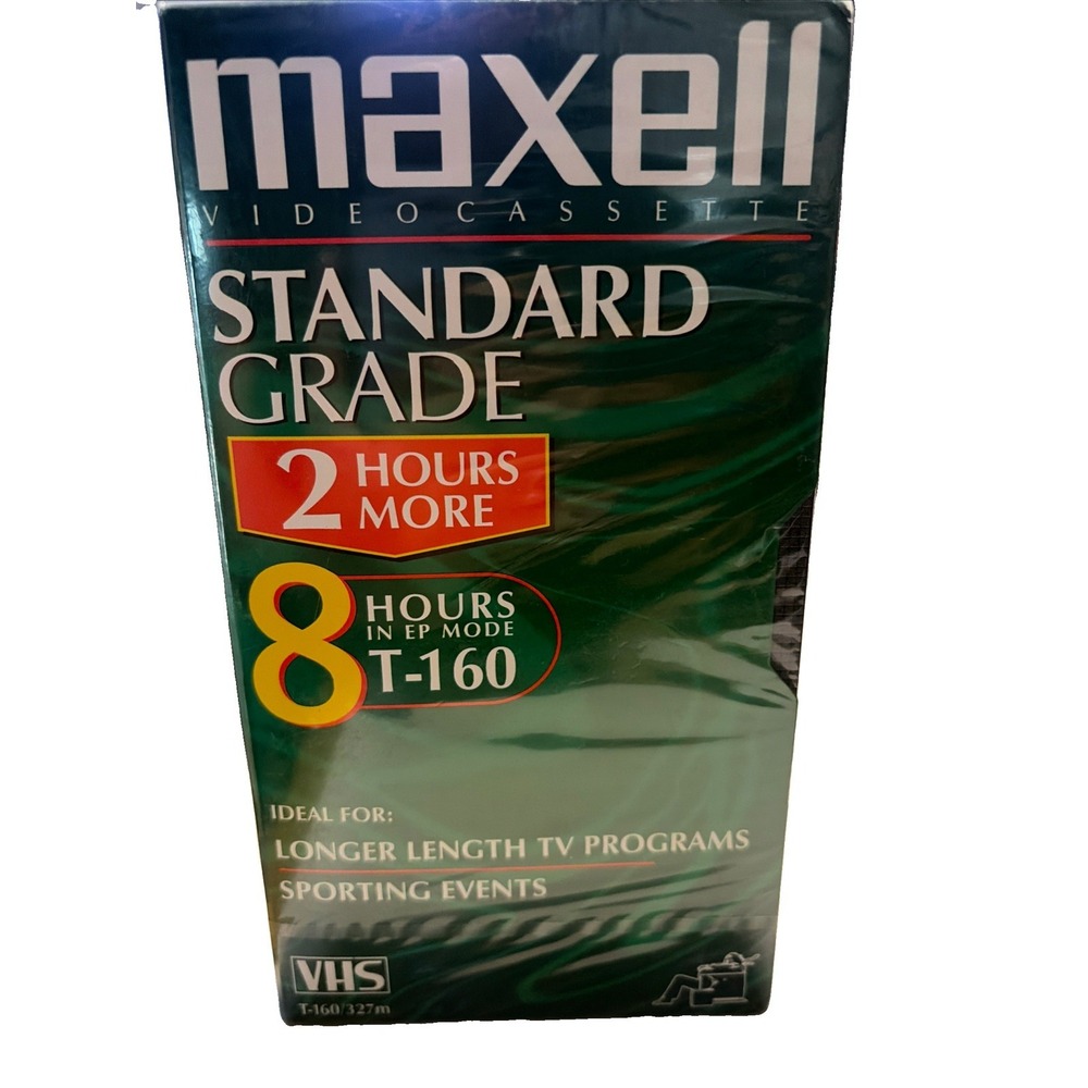 VHS 8 Hours Premium Grade - Maxell T-160 Blank Recording Tape Sealed Brand New